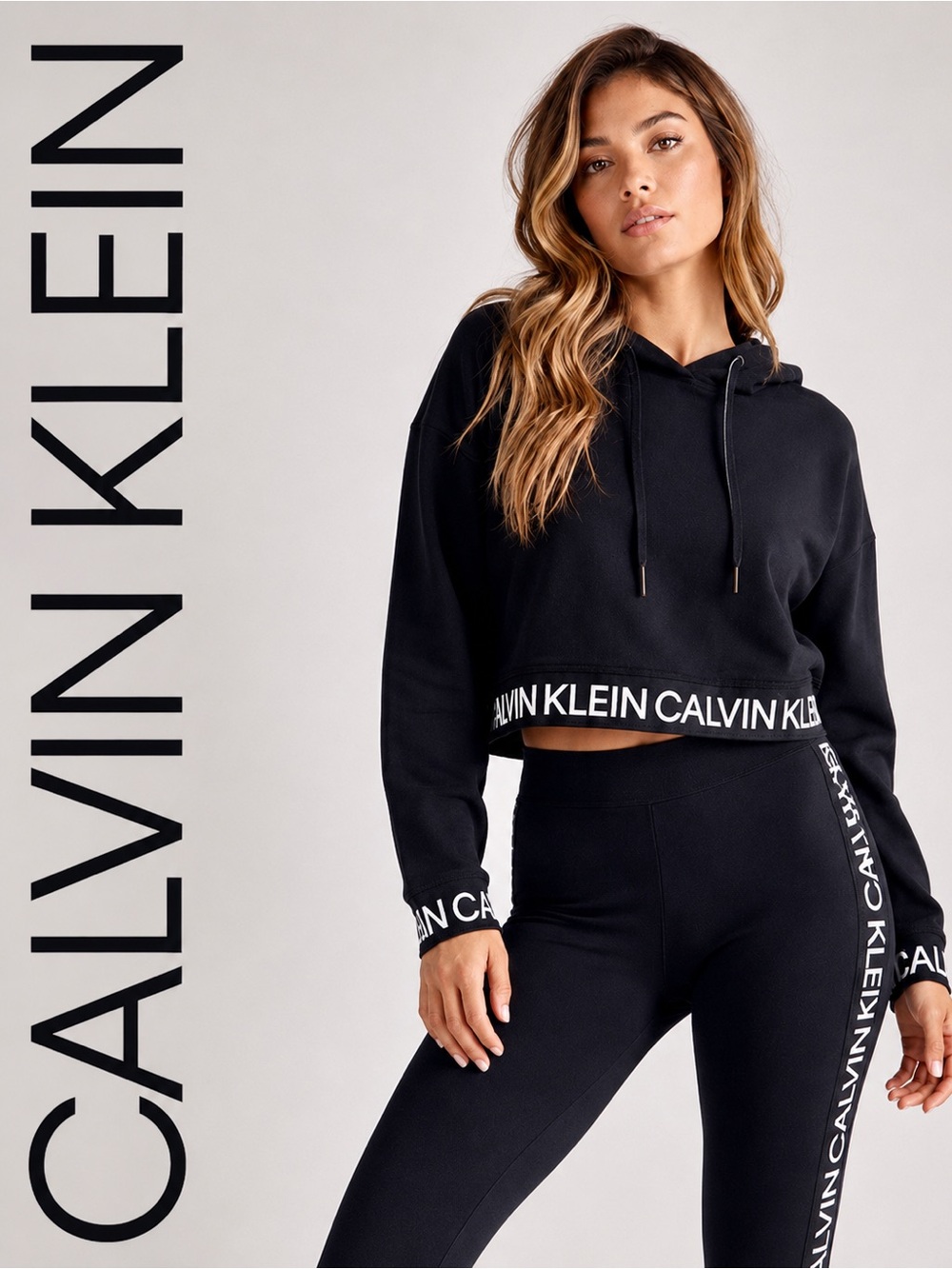Calvin Klein Performance Black Cropped Logo Hoodie